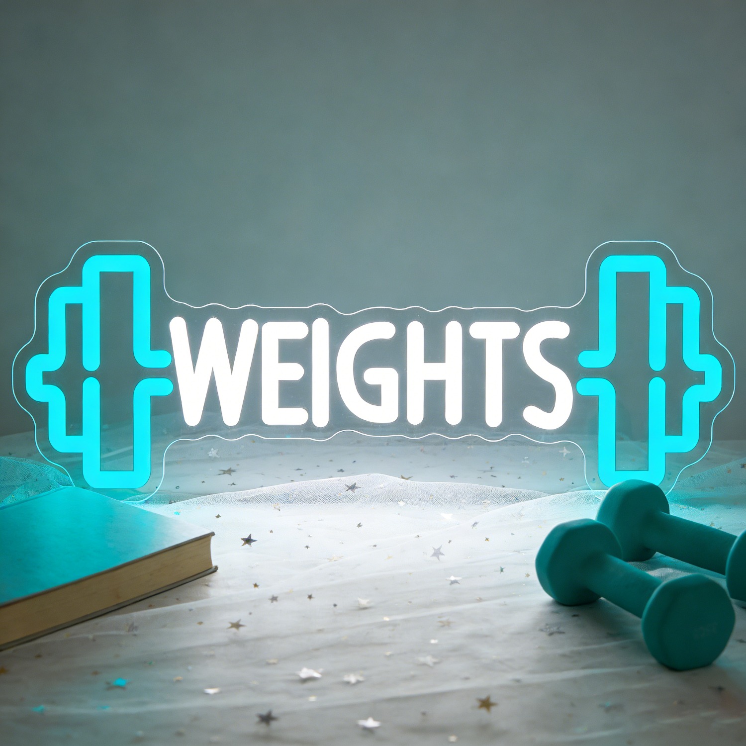 Home Gym Neon Sign - Panneau néon LED Haltères, Lampe de