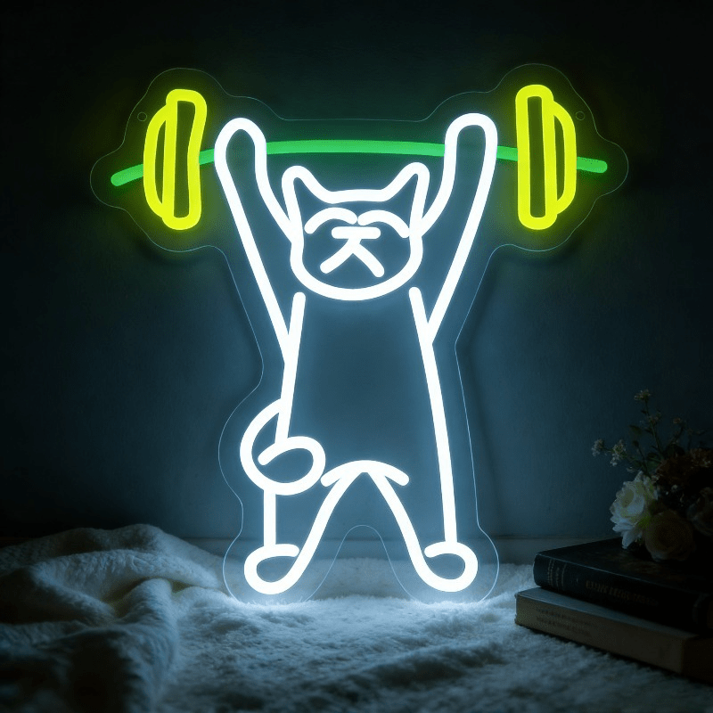 Home Gym Neon Sign - Enseigne néon LED 'Chat qui soule