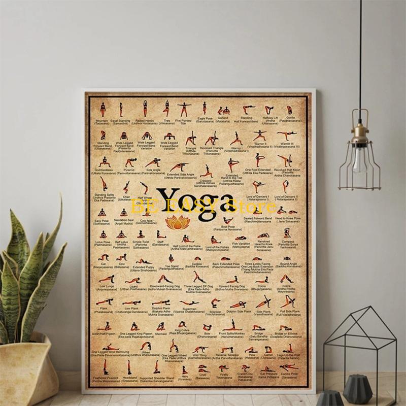 Home Gym Yoga Room - E28F – imprimés d'art Yoga rétro