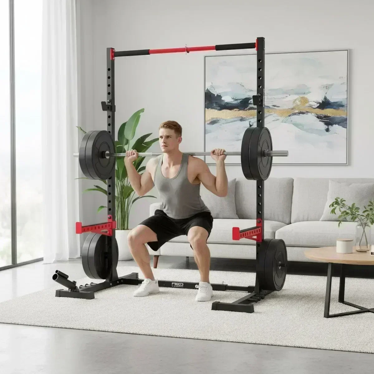 Home Gym Rack - Support de Squat Réglable pour Salle