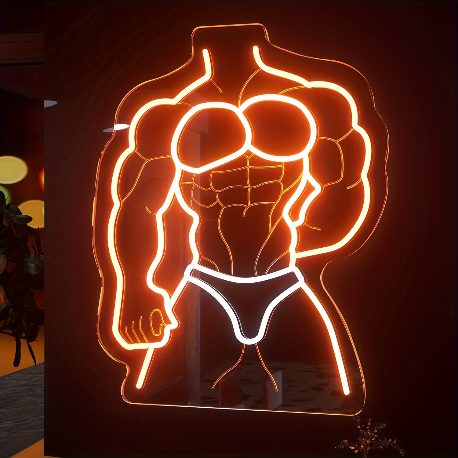 Home Gym Neon Sign - Muscle Man – panneau néon Orange