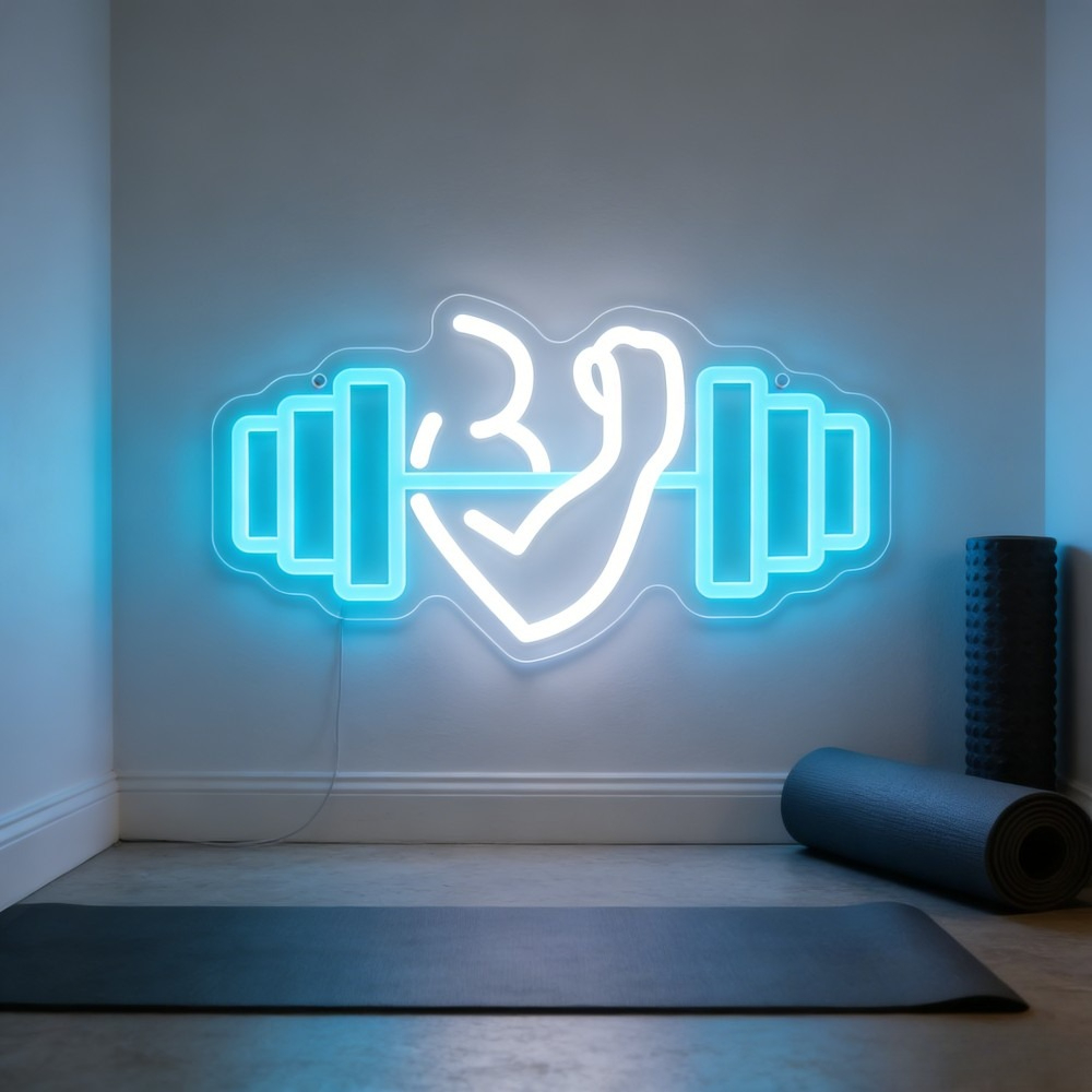 Home Gym Neon Sign - Enseigne néon LED Bicep Dumbbell, Art