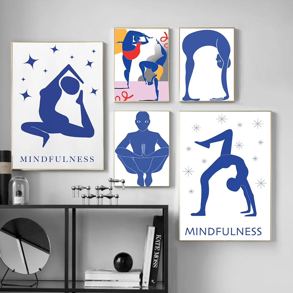 Home Gym Yoga Room - Affiche Murale Abstraite de Postures de