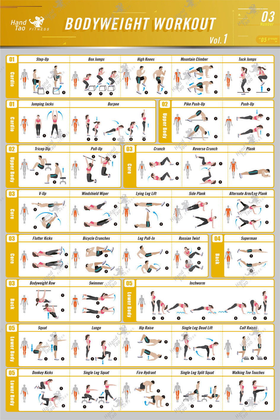 Home Gym Guide - Affiche en soie pour entraînement avec
