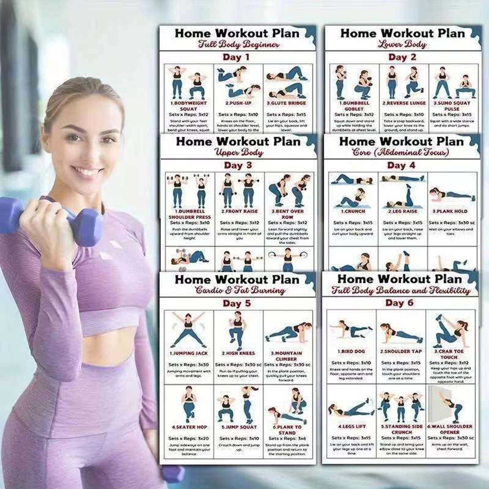 Home Gym Guide - Affiche d'entraînement d'étirement d'haltères de Yoga,