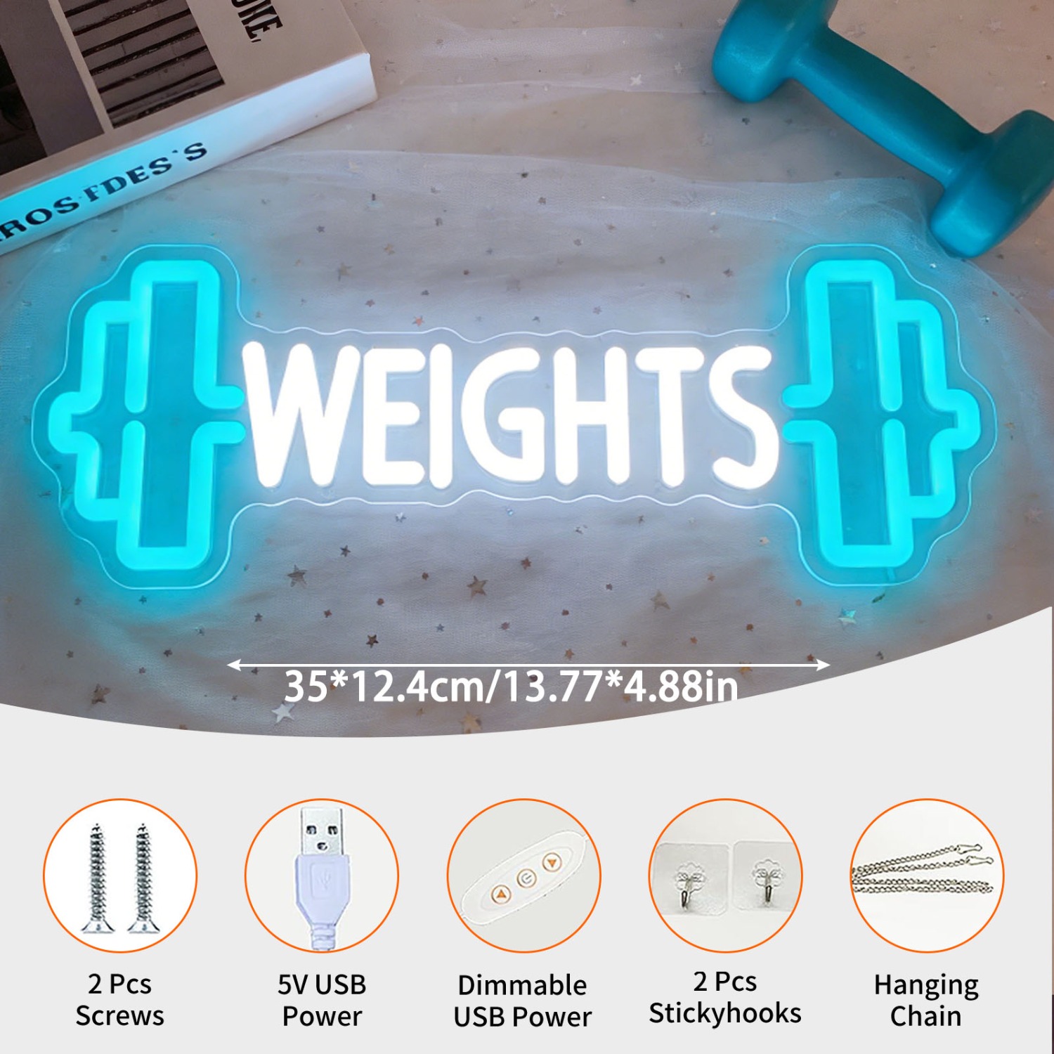 Panneau néon LED Haltères, Lam - Home Gym Neon Sign avis et prix