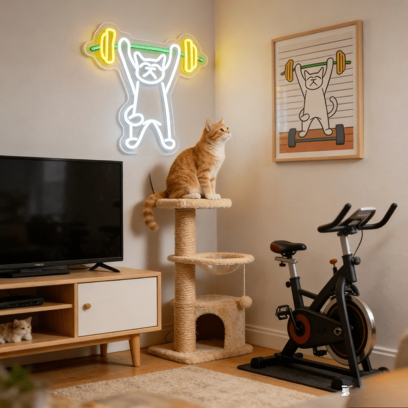 Enseigne néon LED 'Chat qui so - Home Gym Neon Sign avis et prix