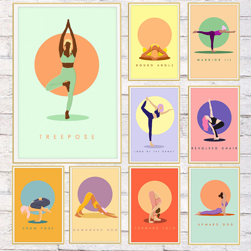 Affiche de pose de Yoga abstra - Home Gym Yoga Room avis et prix