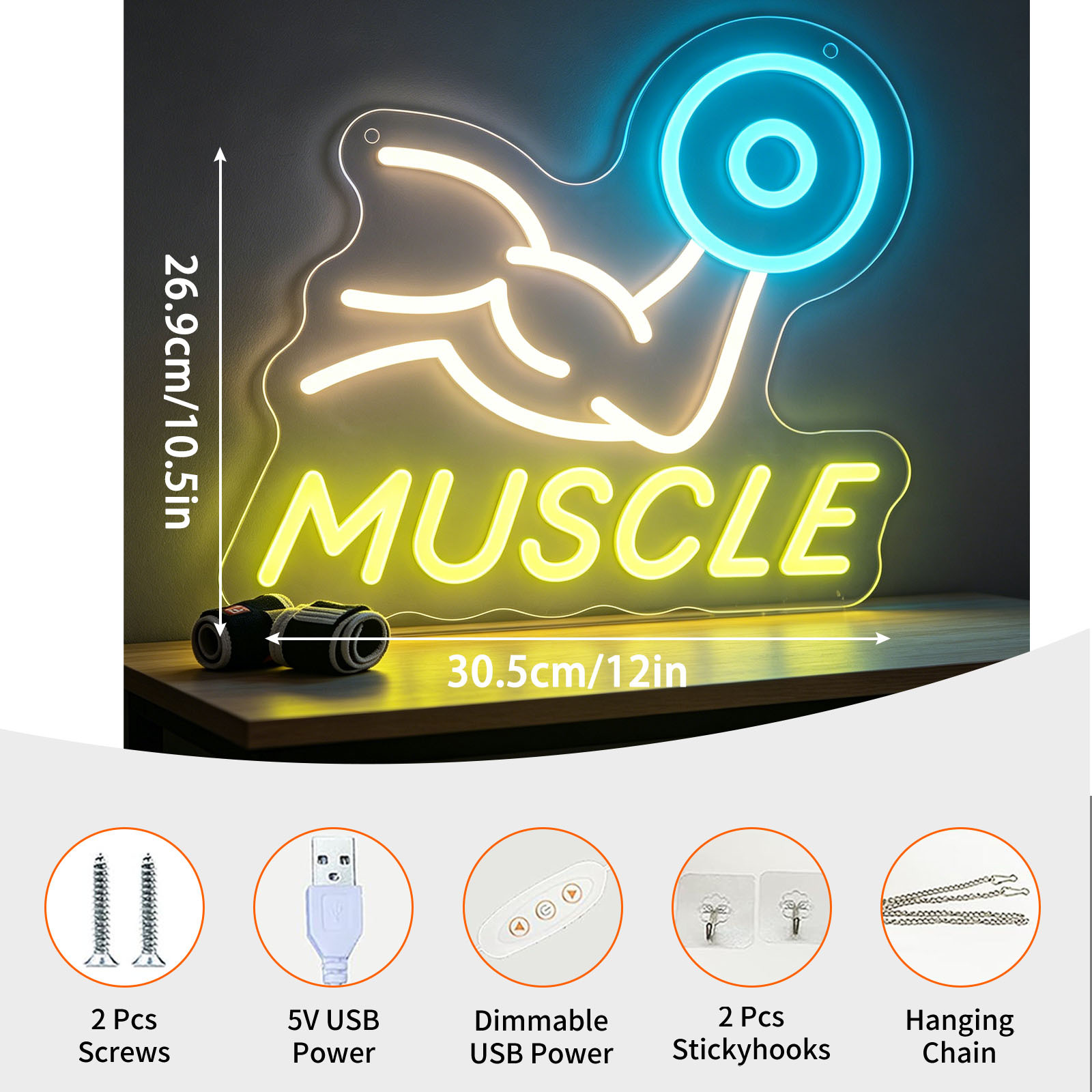 Enseigne néon LED USB à intens - Home Gym Neon Sign avis et prix
