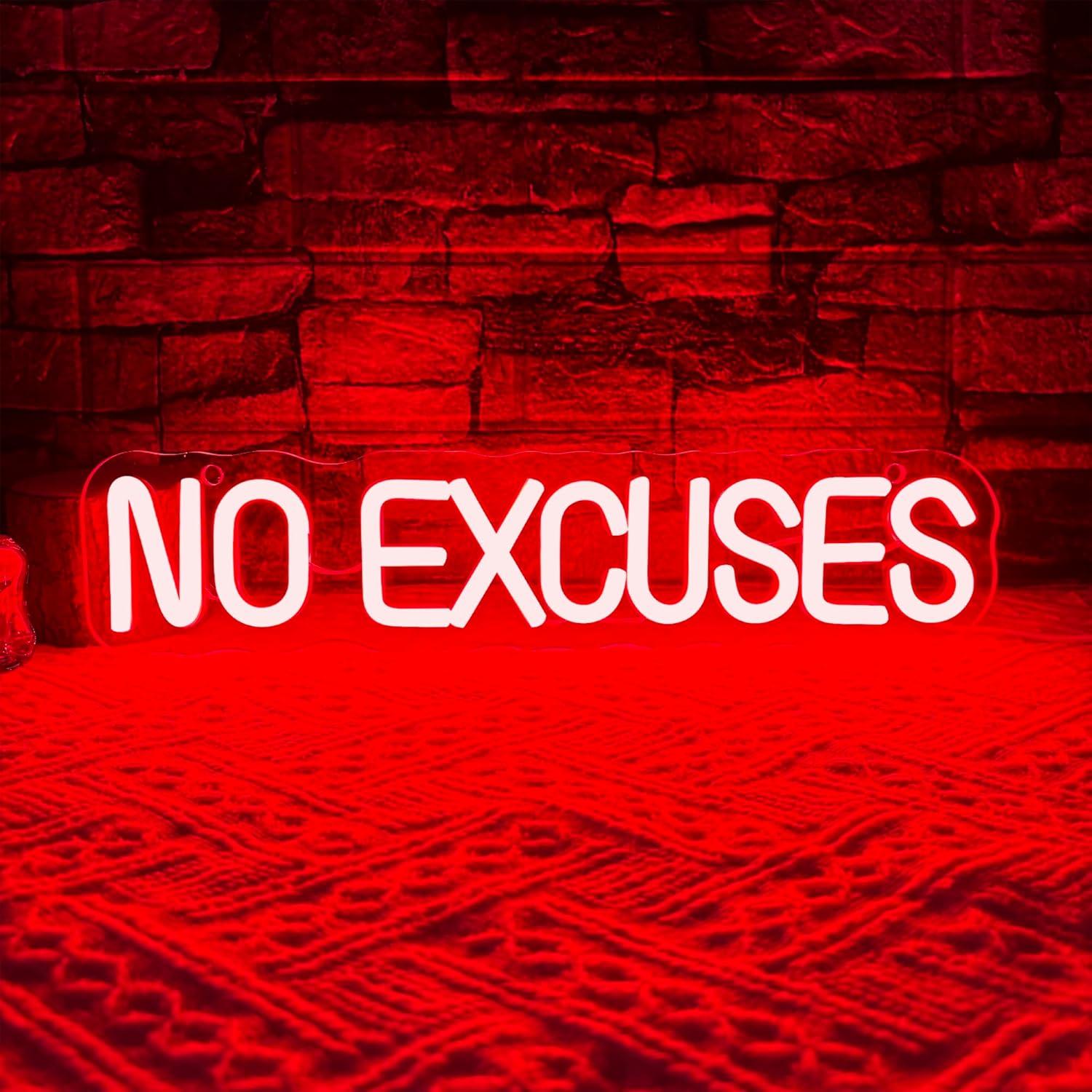 Enseigne néon « Pas d'excuses  - Home Gym Neon Sign avis et prix